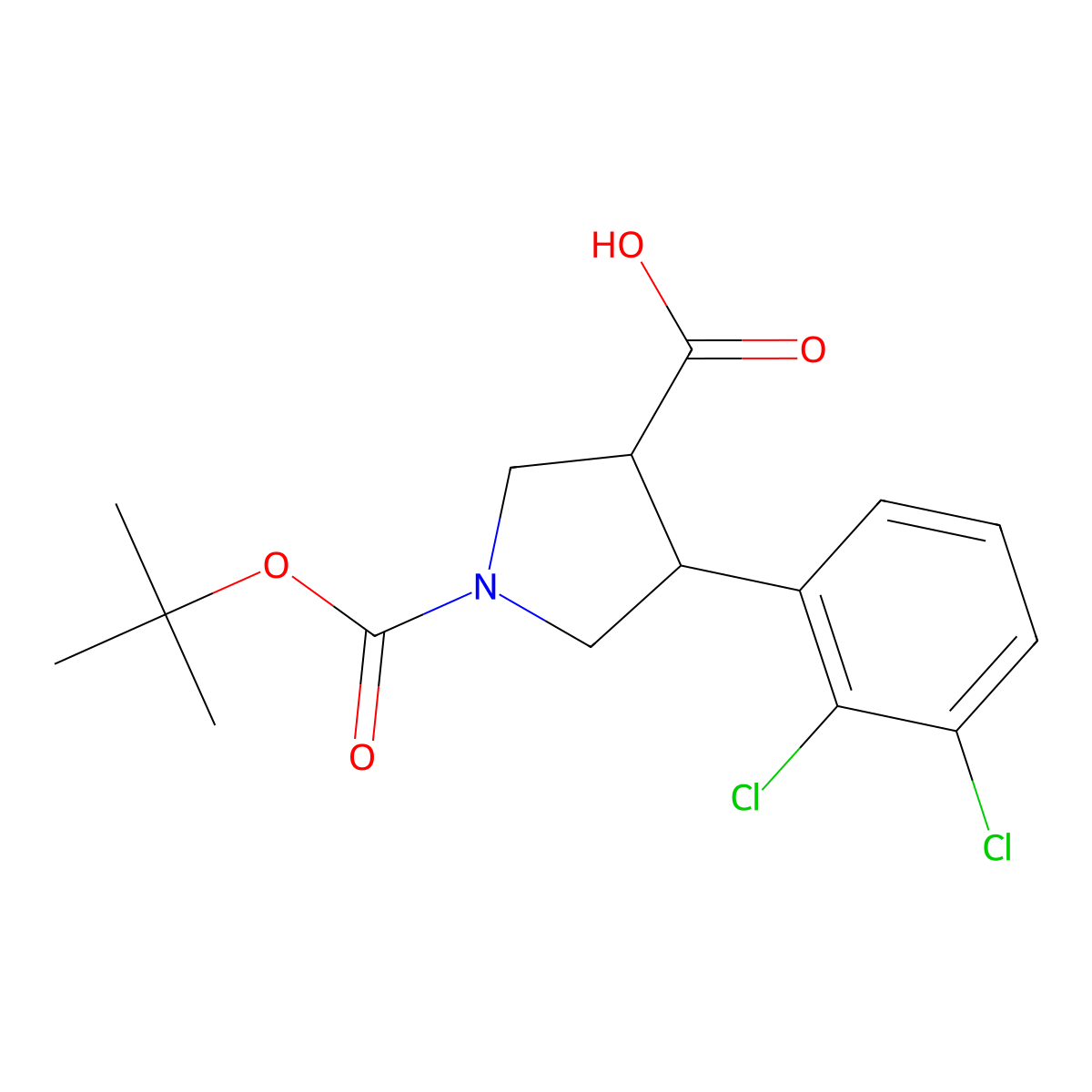 (3R,4S)-1-tert-butoxycarbonyl-4-(2,3-dichlorophenyl)pyrrolidine-3-carboxylic acid molecular structure, CAS 1956307-65-5