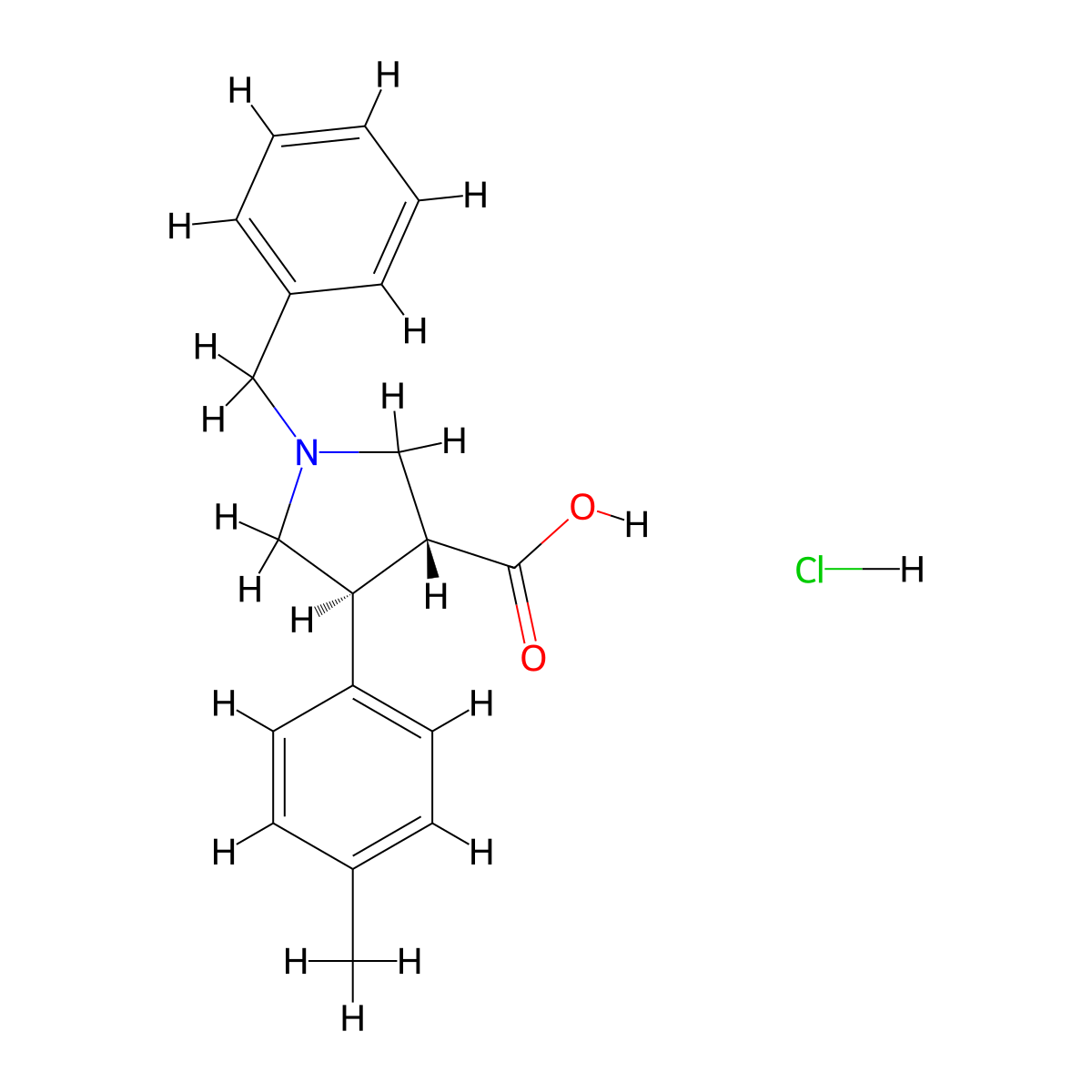 trans-1-Benzyl-4-(p-tolyl)pyrrolidine-3-carboxylic acid hydrochloride molecular structure, CAS 1956309-30-0