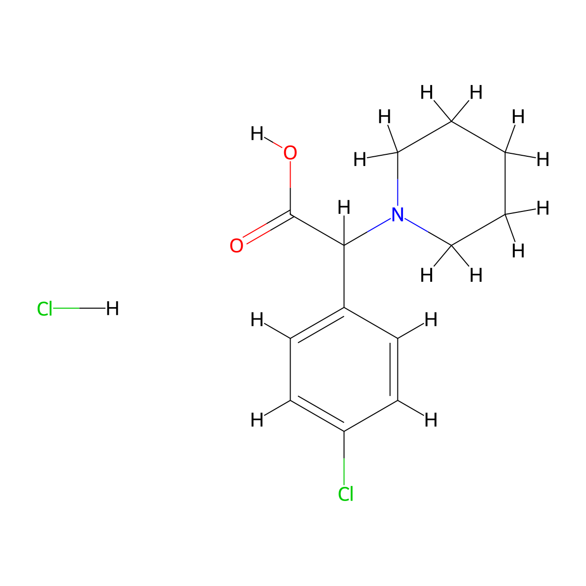 2-(4-Chlorophenyl)-2-(piperidin-1-yl)acetic acid hydrochloride molecular structure, CAS 1956309-34-4