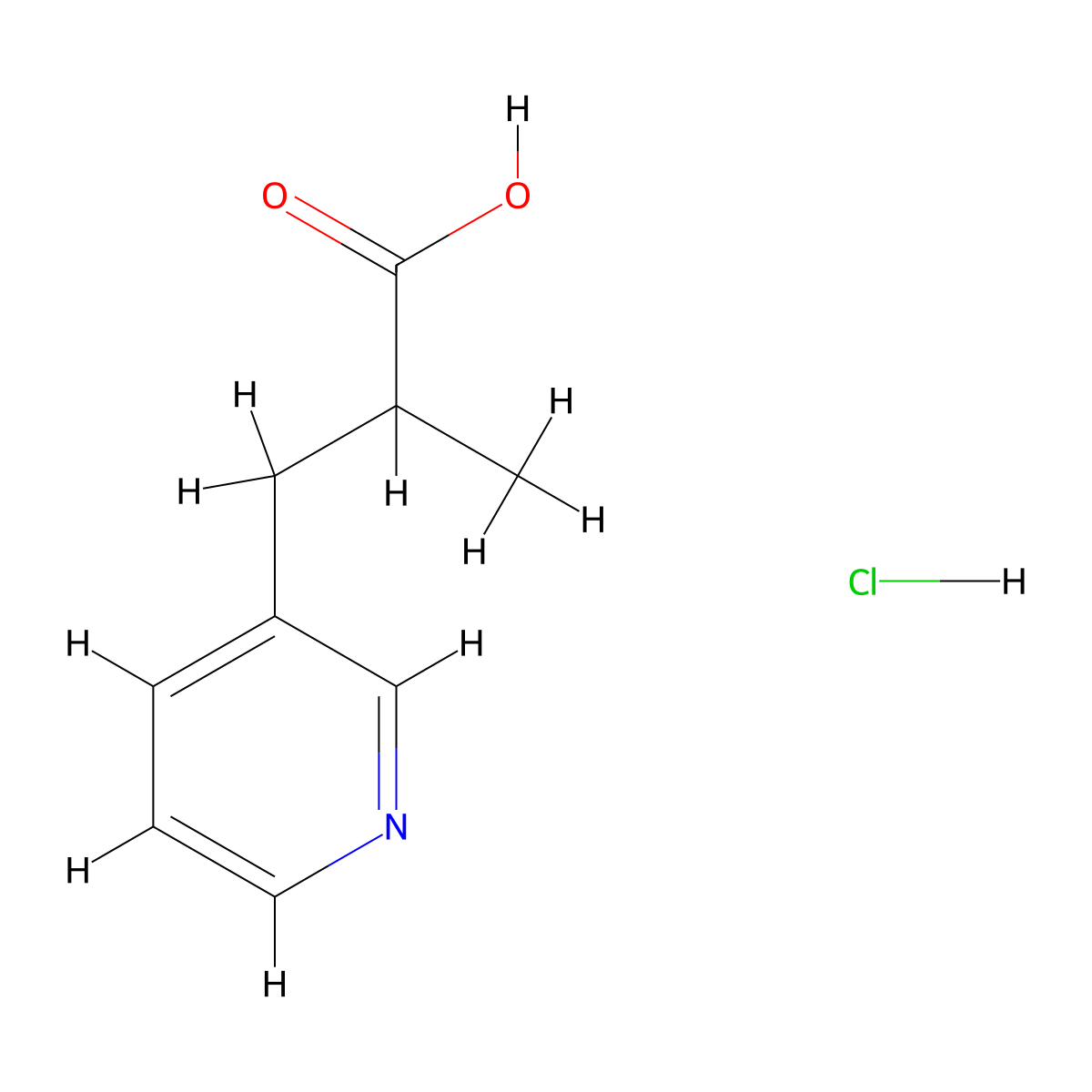 2-Methyl-3-(pyridin-3-yl)propanoic acid hydrochloride molecular structure, CAS 1956309-53-7