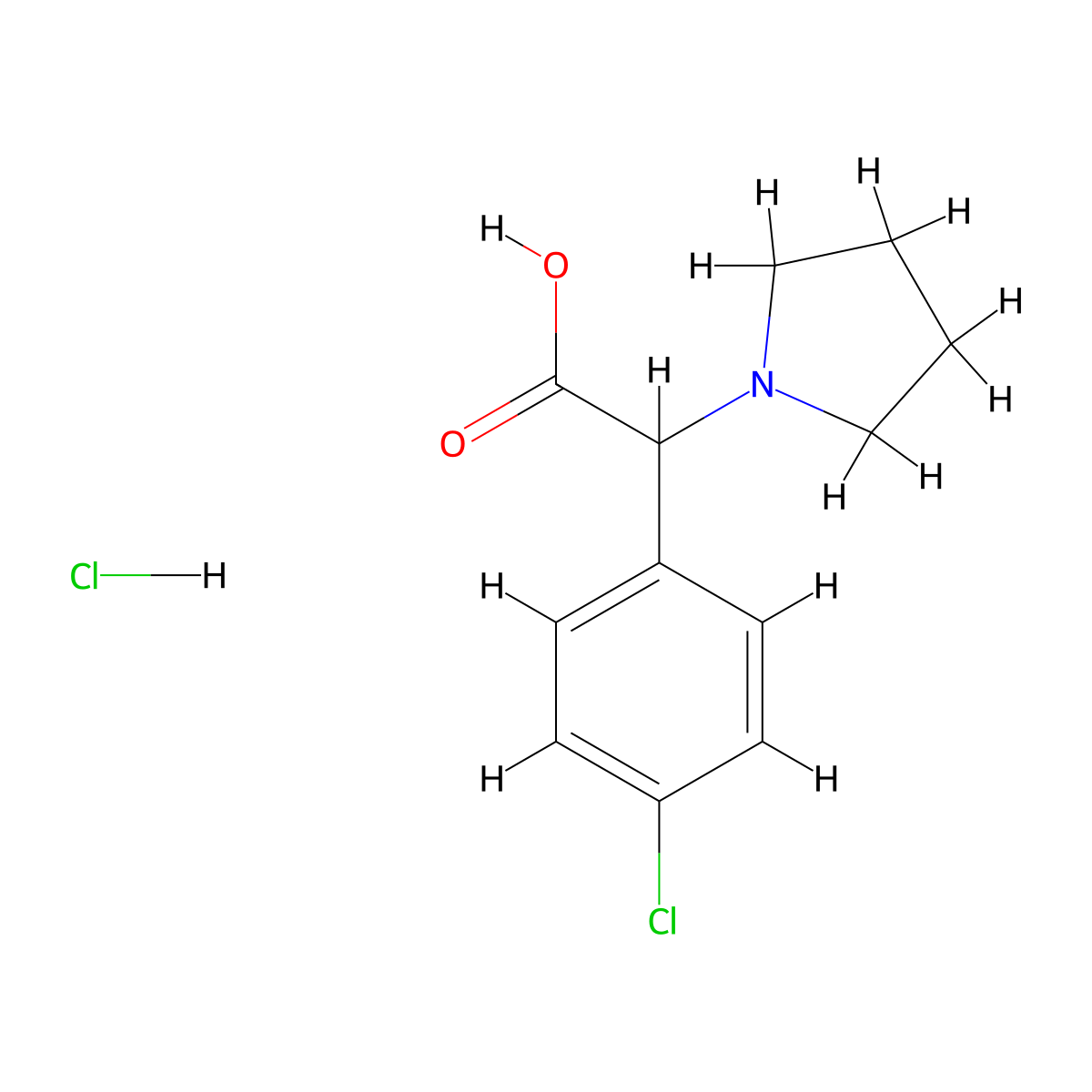 2-(4-Chlorophenyl)-2-(pyrrolidin-1-yl)acetic acid hydrochloride molecular structure, CAS 1956309-54-8
