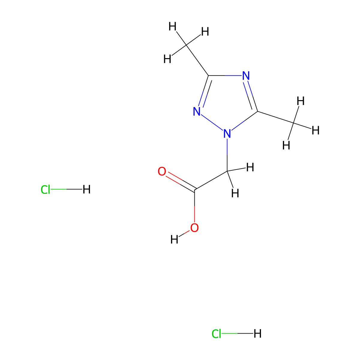2-(3,5-Dimethyl-1H-1,2,4-triazol-1-yl)acetic acid dihydrochloride molecular structure, CAS 1956309-60-6