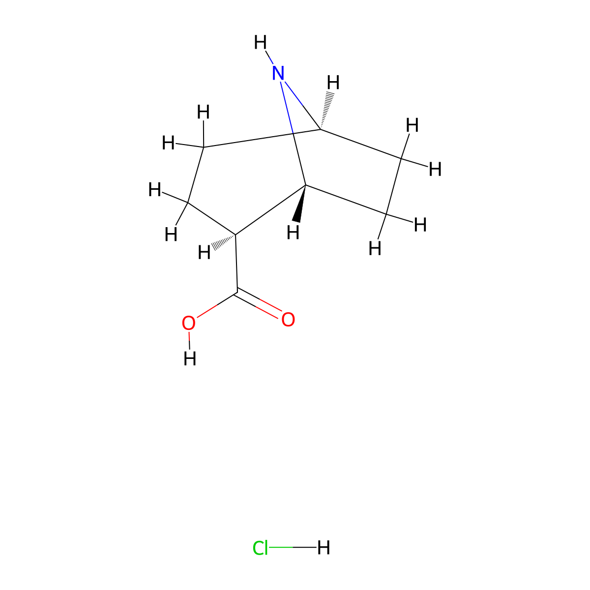Exo-8-azabicyclo[3.2.1]octan-2-carboxylic acid hydrochloride molecular structure, CAS 1956309-65-1