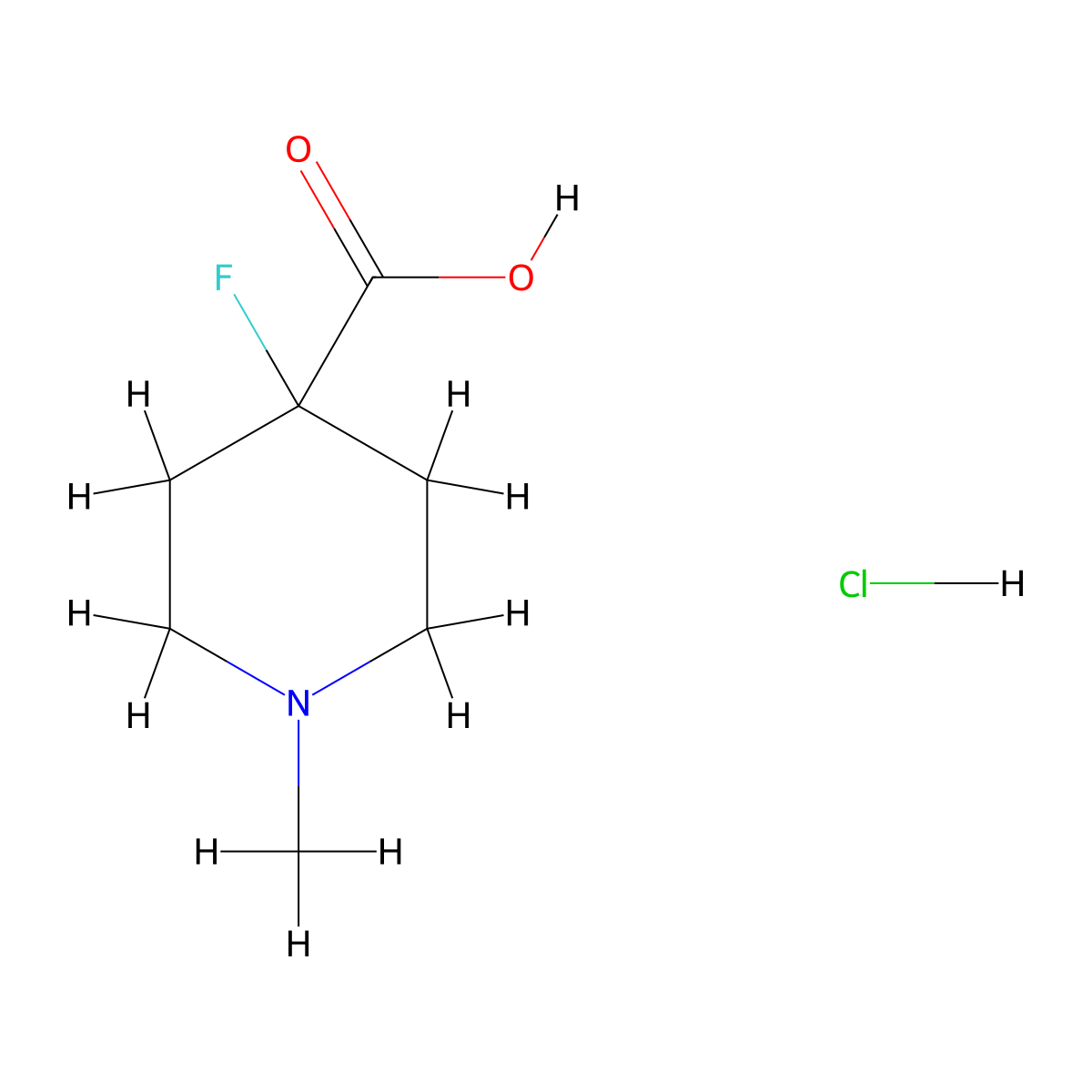 4-Fluoro-1-methylpiperidine-4-carboxylic acid hydrochloride molecular structure, CAS 1956309-76-4