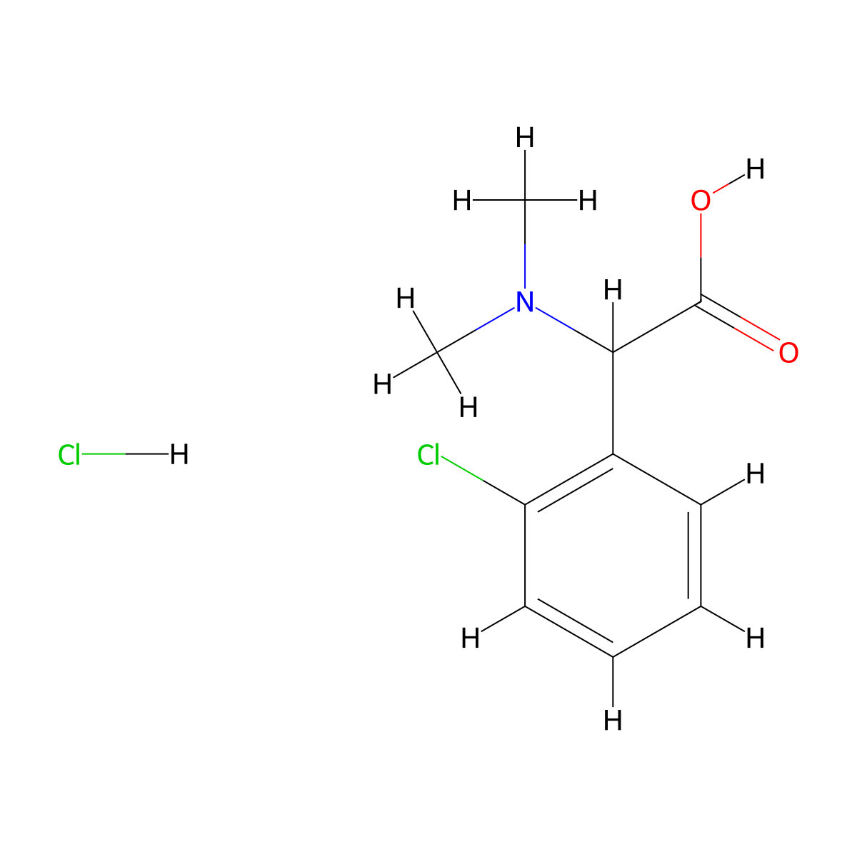 2-(2-Chlorophenyl)-2-(dimethylamino)acetic acid hydrochloride molecular structure, CAS 1956309-78-6