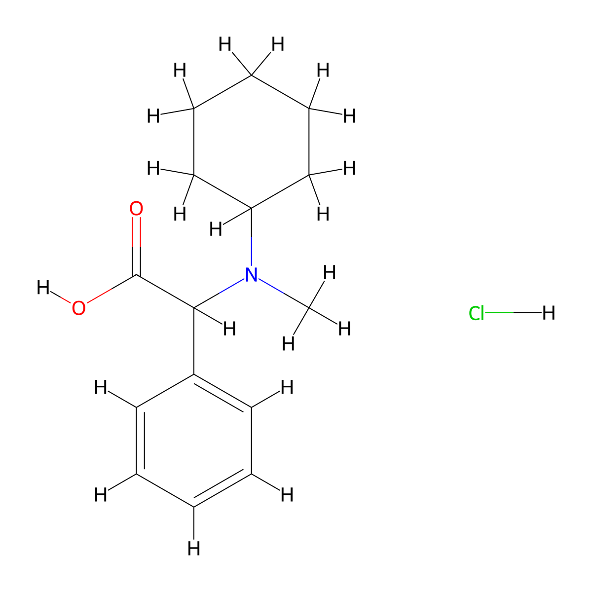 2-(Cyclohexyl(methyl)amino)-2-phenylacetic acid hydrochloride molecular structure, CAS 1956309-81-1