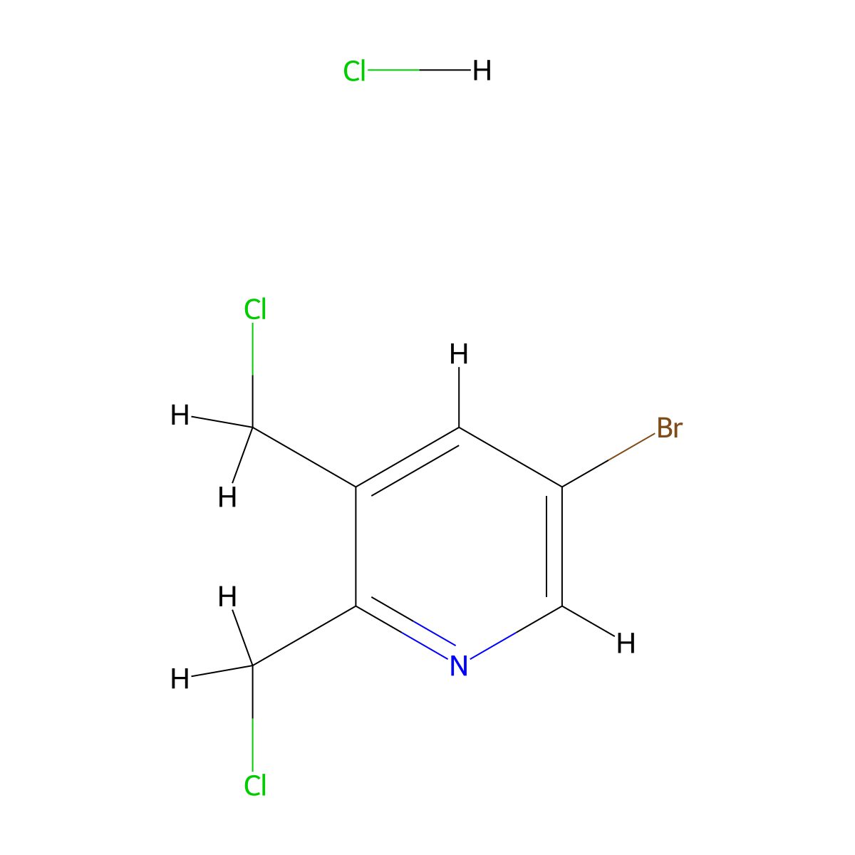 5-Bromo-2,3-bis(chloromethyl)pyridine hydrochloride molecular structure, CAS 1956309-90-2