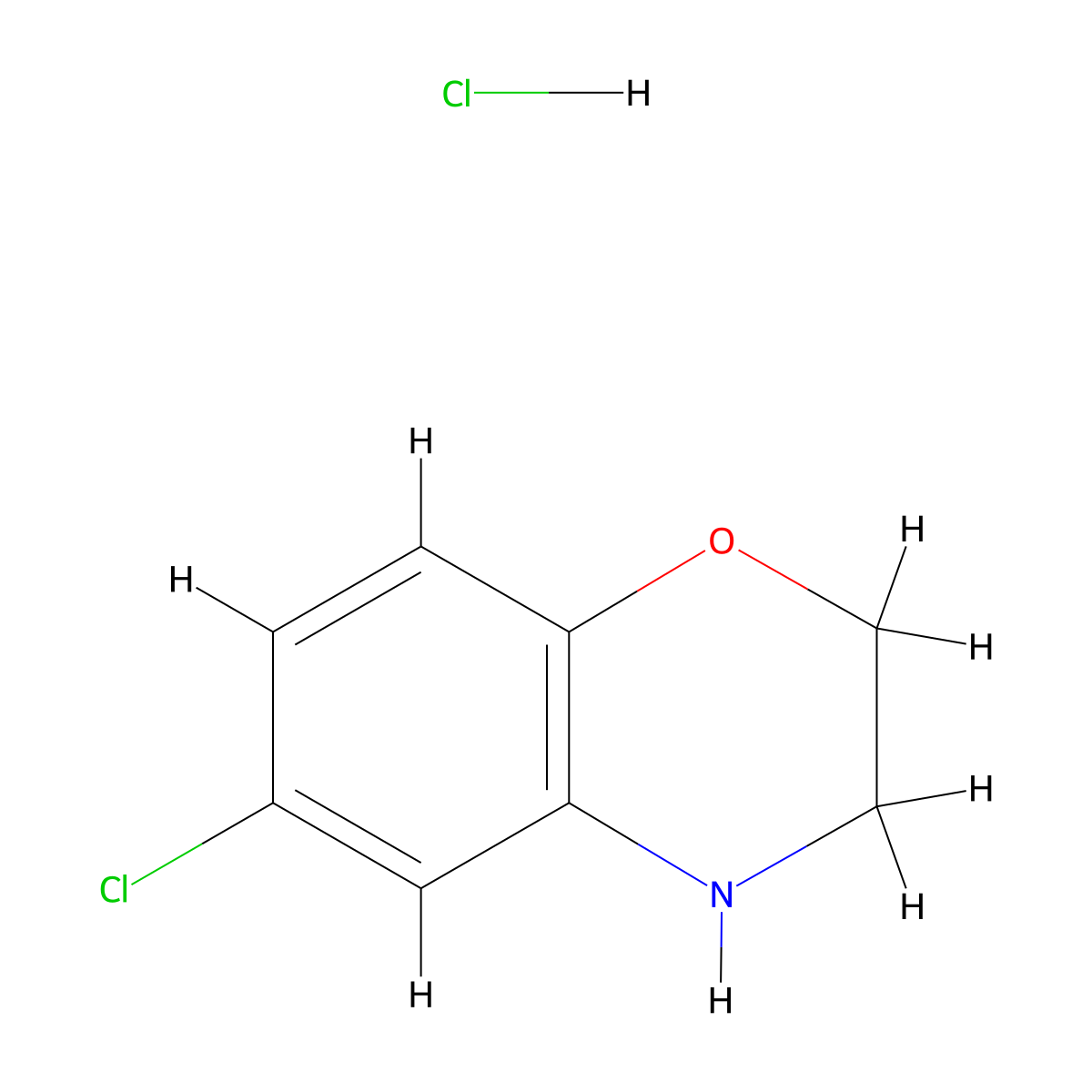 6-Chloro-3,4-dihydro-2H-benzo[b][1,4]oxazine hydrochloride molecular structure, CAS 1956310-17-0