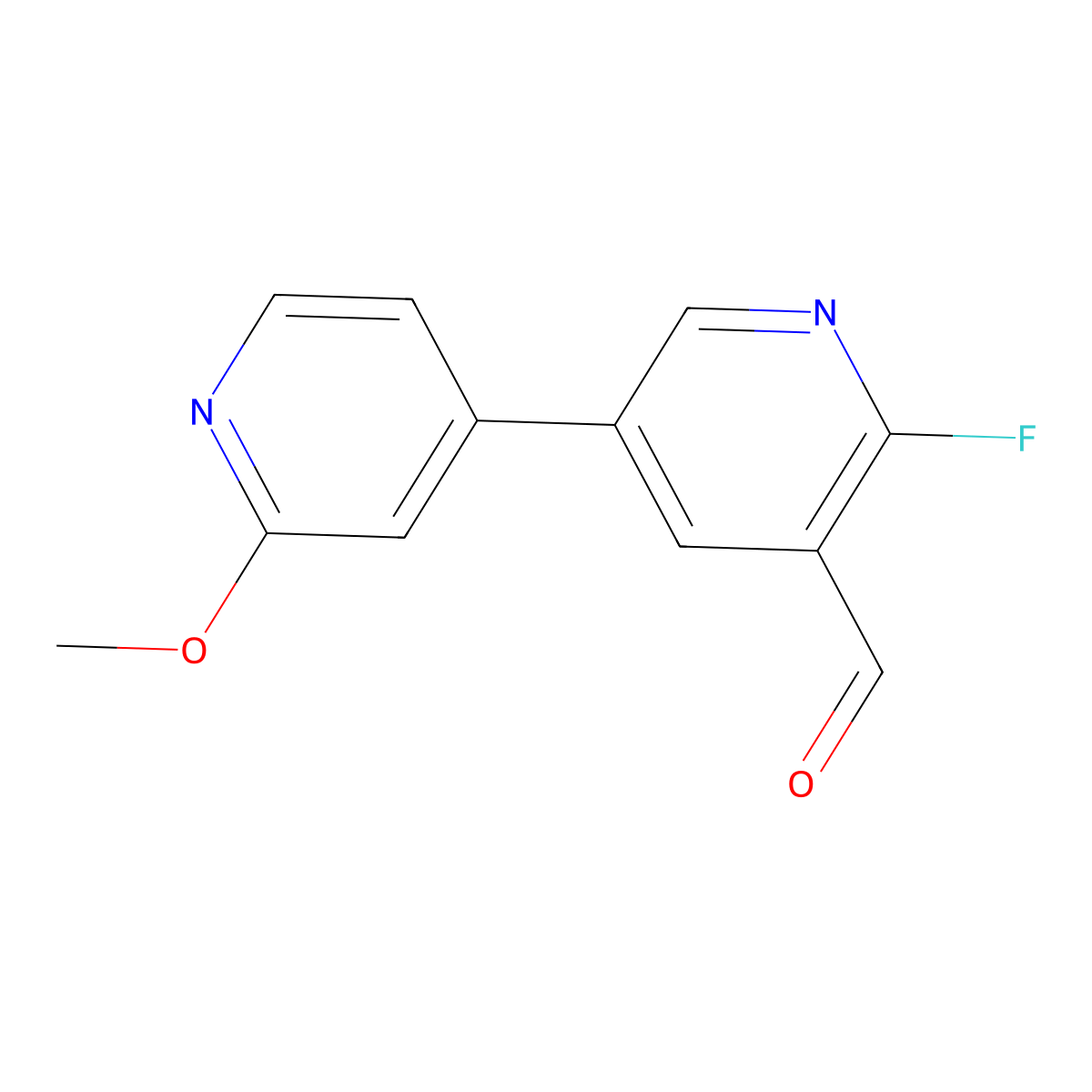 6-Fluoro-2'-methoxy-[3,4'-bipyridine]-5-carbaldehyde molecular structure, CAS 1956310-23-8