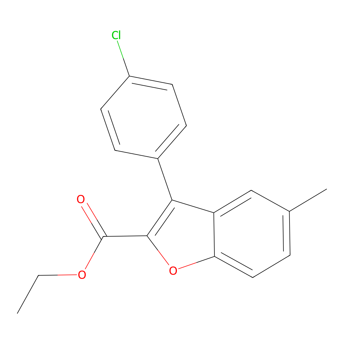 Ethyl 3-(4-chlorophenyl)-5-methylbenzofuran-2-carboxylate molecular structure, CAS 1956310-33-0