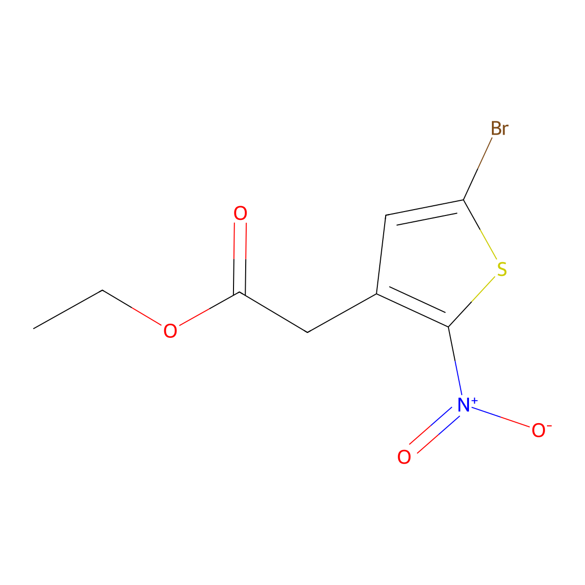 Ethyl 2-(5-bromo-2-nitrothiophen-3-yl)acetate molecular structure, CAS 1956310-57-8
