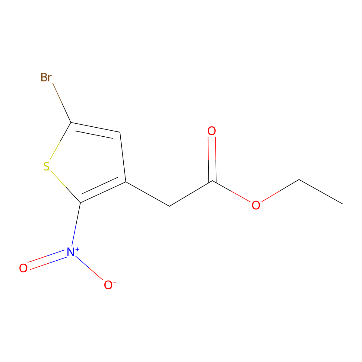 Ethyl 2-(5-bromo-2-nitrothiophen-3-yl)acetate molecular structure, CAS 1956310-57-8