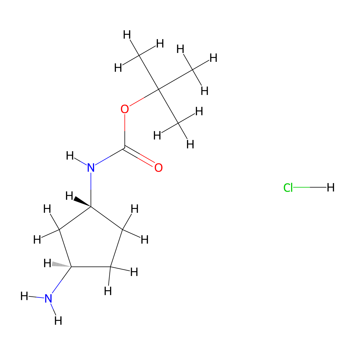 rel-tert-Butyl ((1R,3R)-3-aminocyclopentyl)carbamate hydrochloride molecular structure, CAS 1956310-58-9
