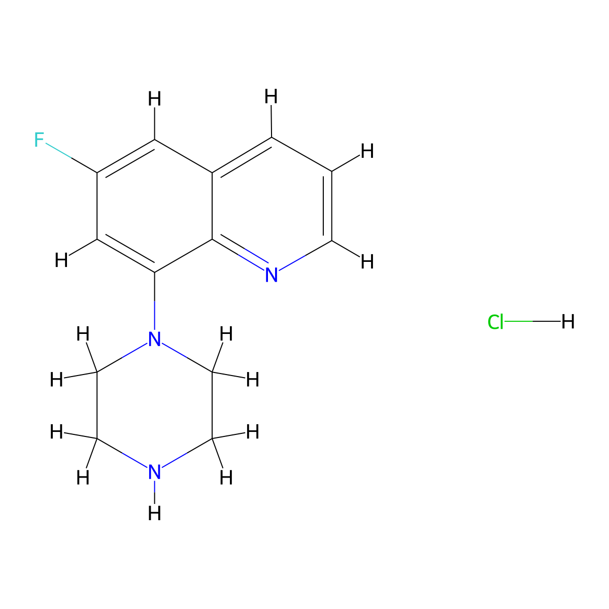 6-Fluoro-8-(piperazin-1-yl)quinoline hydrochloride molecular structure, CAS 1956310-65-8
