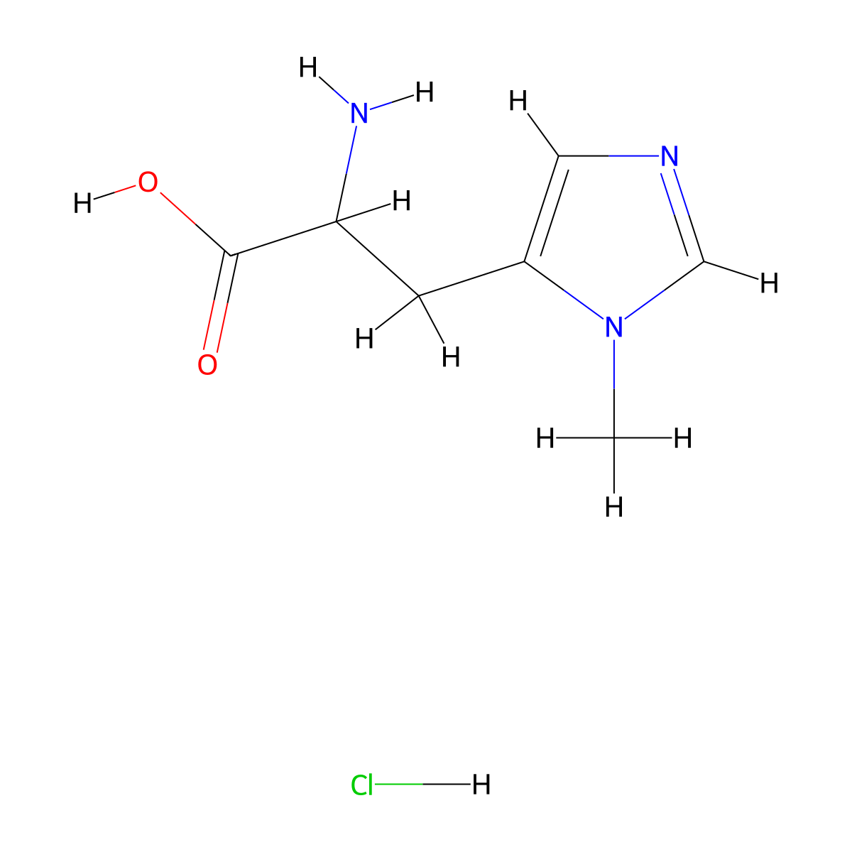 2-Amino-3-(1-methyl-1H-imidazol-5-yl)propanoic acid hydrochloride molecular structure, CAS 1956310-66-9