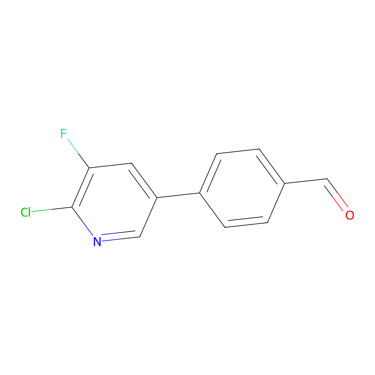 4-(6-Chloro-5-fluoropyridin-3-yl)benzaldehyde molecular structure, CAS 1956310-76-1
