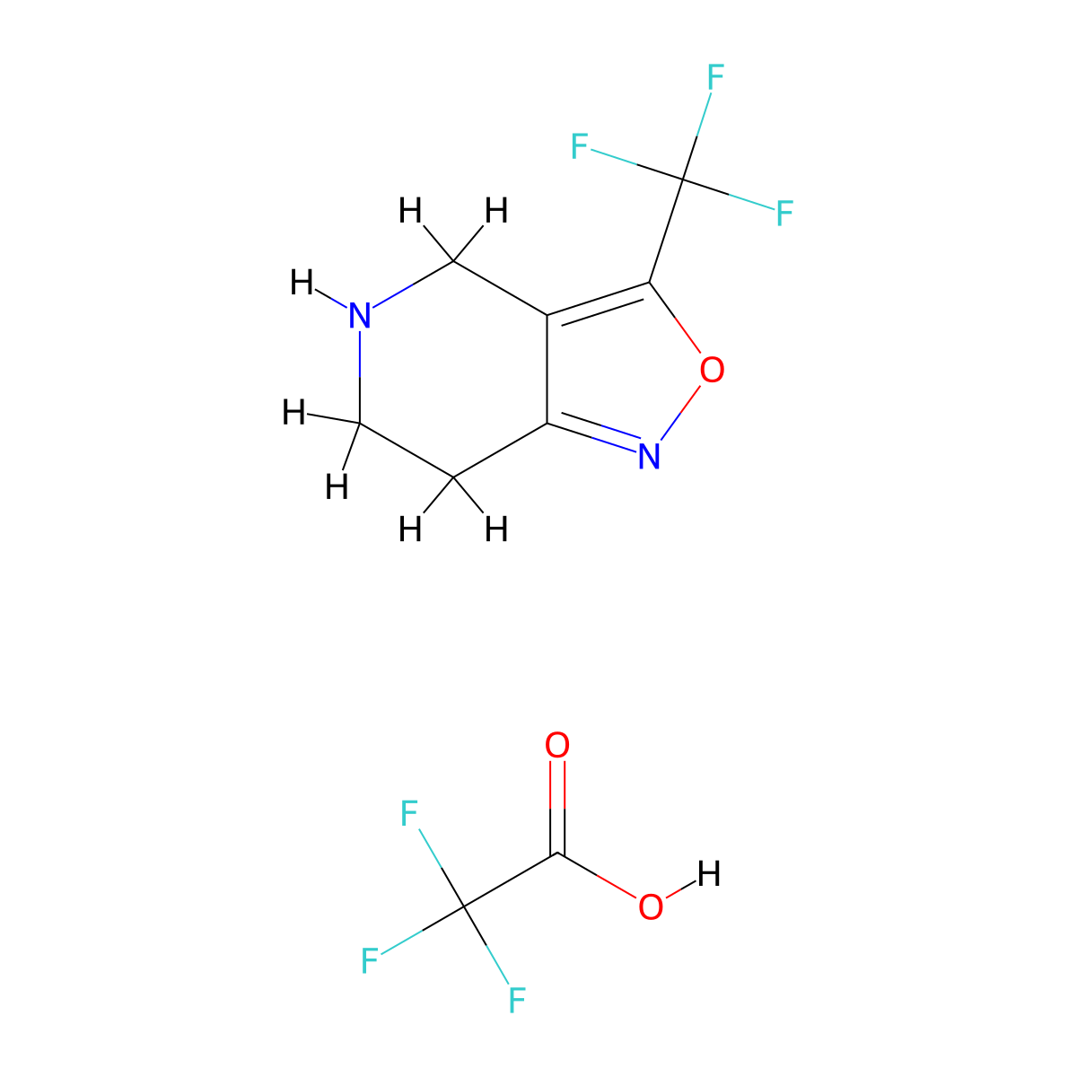 3-(trifluoromethyl)-4H,5H,6H,7H-(1,2)oxazolo(4,3-c)pyridine; trifluoroacetic acid molecular structure, CAS 1956310-81-8