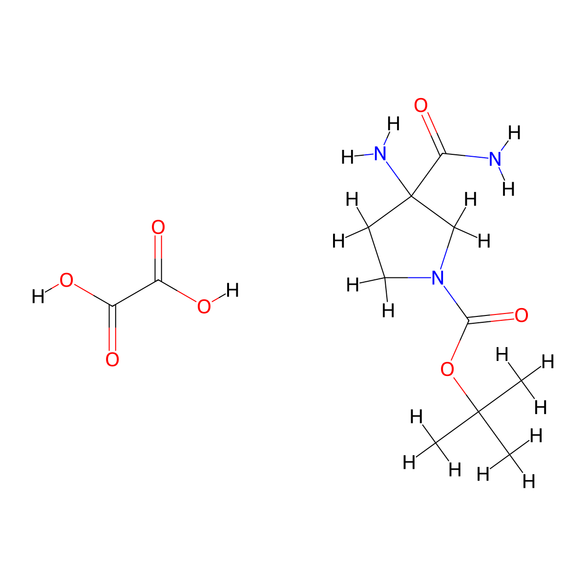 tert-Butyl 3-amino-3-carbamoylpyrrolidine-1-carboxylate oxalate molecular structure, CAS 1956310-82-9
