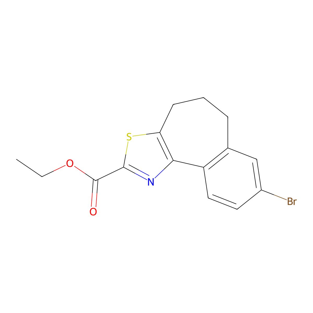 Ethyl 8-bromo-5,6-dihydro-4H-benzo[6,7]cyclohepta[1,2-d]thiazole-2-carboxylate molecular structure, CAS 1956310-95-4