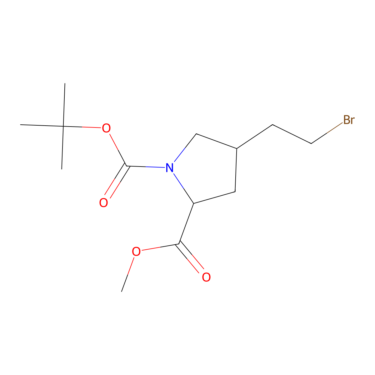 1-tert-Butyl 2-methyl 4-(2-bromoethyl)pyrrolidine-1,2-dicarboxylate molecular structure, CAS 1956310-96-5