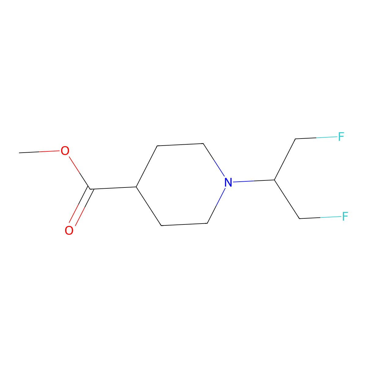 Methyl 1-(1,3-difluoropropan-2-yl)piperidine-4-carboxylate molecular structure, CAS 1956311-01-5