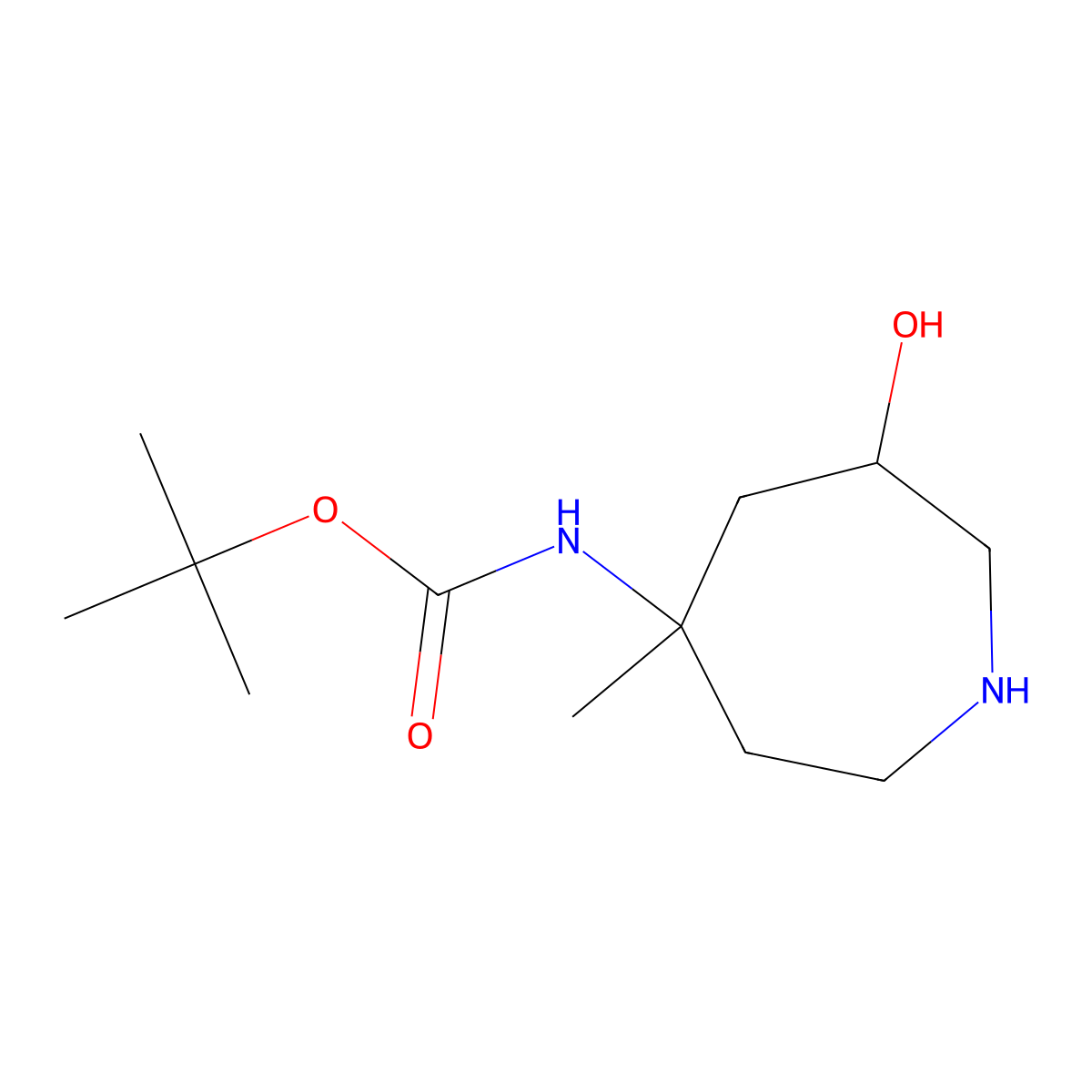 tert-Butyl (6-hydroxy-4-methylazepan-4-yl)carbamate molecular structure, CAS 1956311-21-9