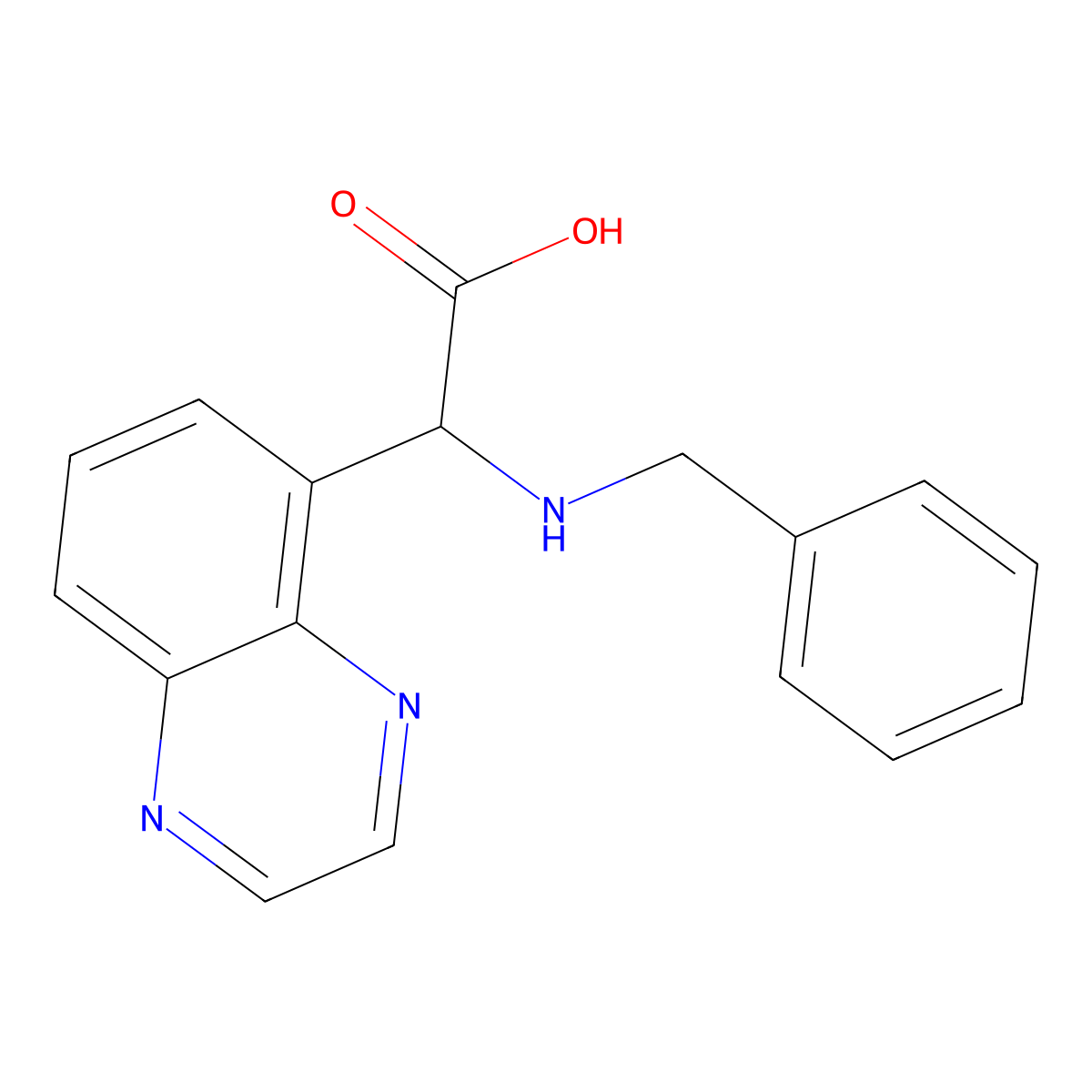 2-(Benzylamino)-2-(quinoxalin-5-yl)acetic acid molecular structure, CAS 1956317-88-6