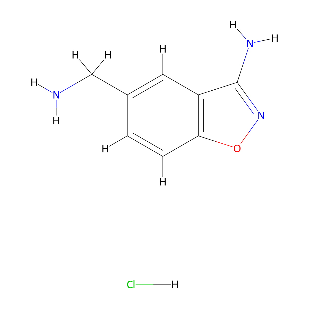 5-(Aminomethyl)benzo[d]isoxazol-3-amine hydrochloride molecular structure, CAS 1956317-90-0