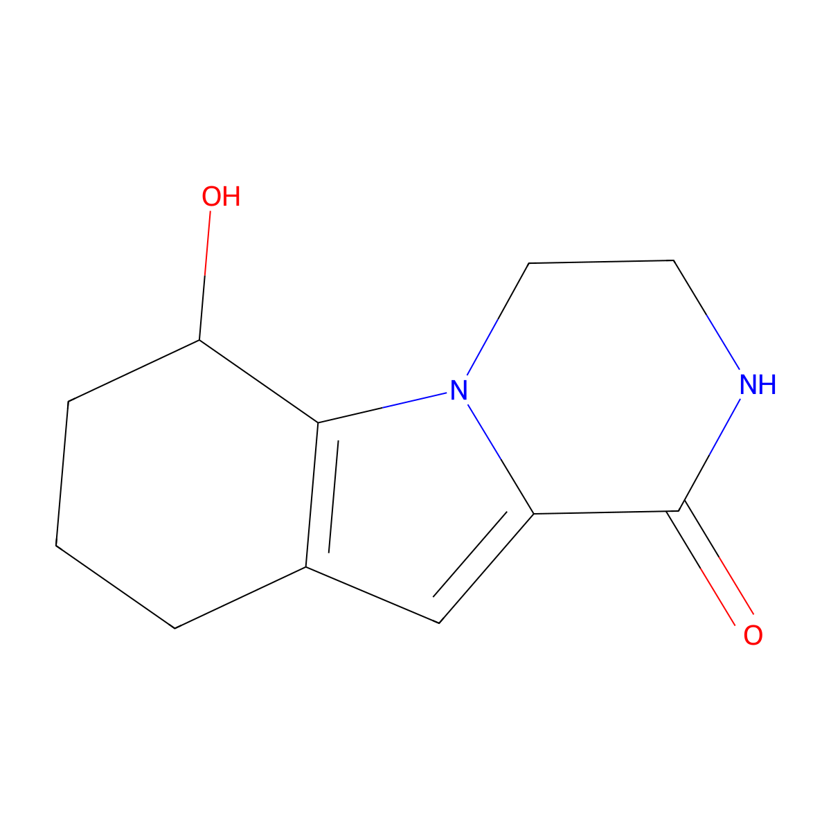 6-Hydroxy-3,4,6,7,8,9-hexahydropyrazino[1,2-a]indol-1(2H)-one molecular structure, CAS 1956317-98-8