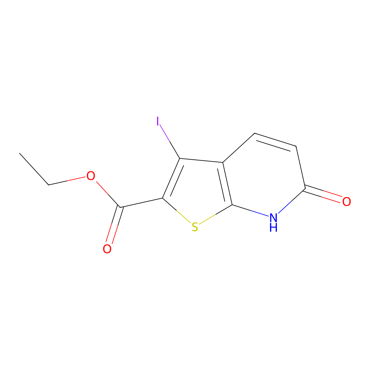 Ethyl 3-iodo-6-oxo-6,7-dihydrothieno[2,3-b]pyridine-2-carboxylate molecular structure, CAS 1956318-08-3
