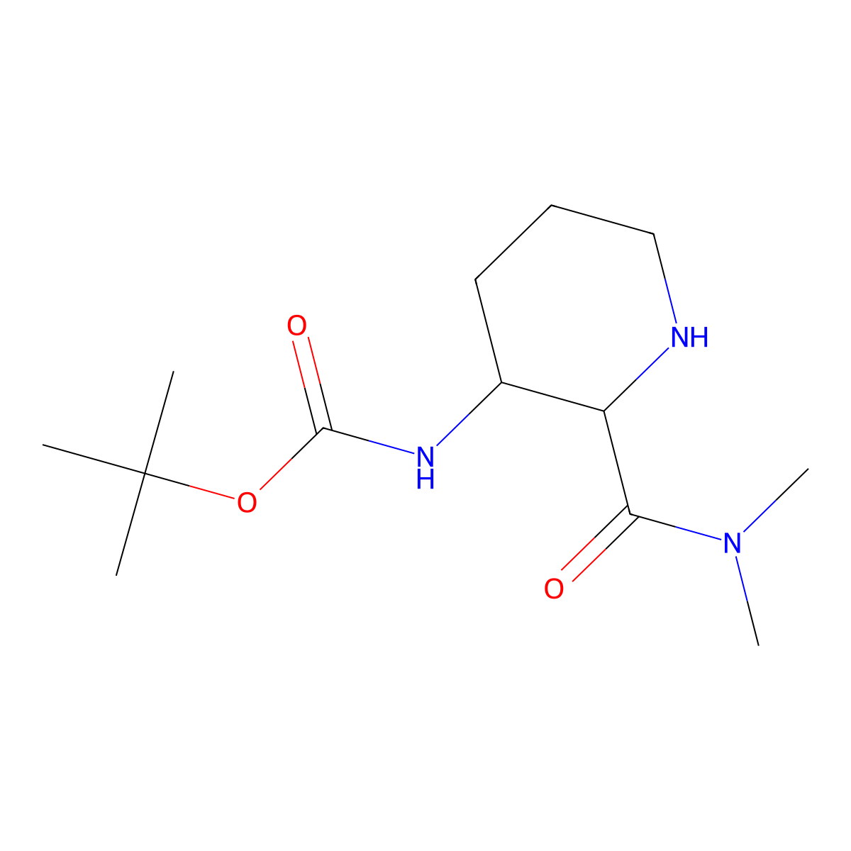 tert-Butyl (2-(dimethylcarbamoyl)piperidin-3-yl)carbamate molecular structure, CAS 1956318-10-7