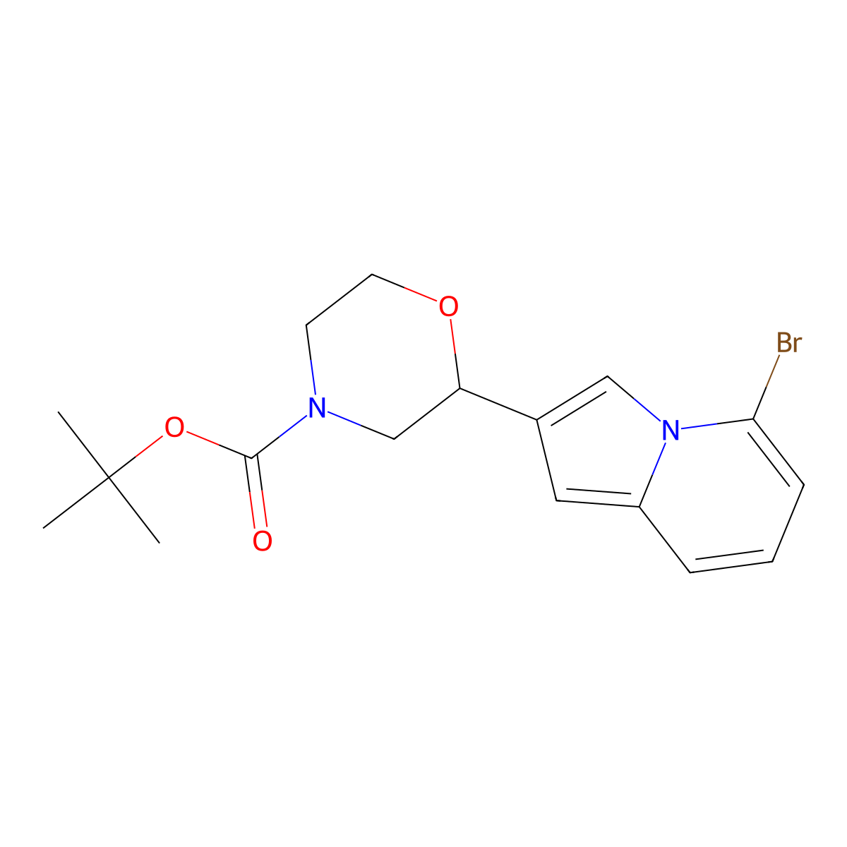 tert-Butyl 2-(5-bromoindolizin-2-yl)morpholine-4-carboxylate molecular structure, CAS 1956318-14-1