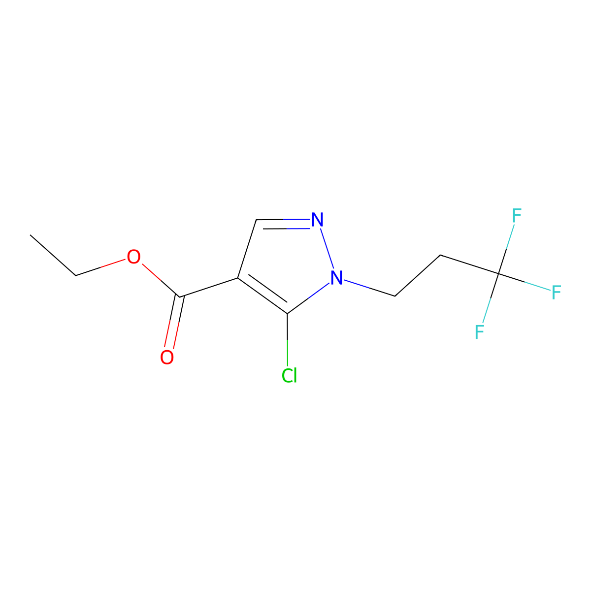 Ethyl 5-chloro-1-(3,3,3-trifluoropropyl)-1H-pyrazole-4-carboxylate molecular structure, CAS 1956318-15-2
