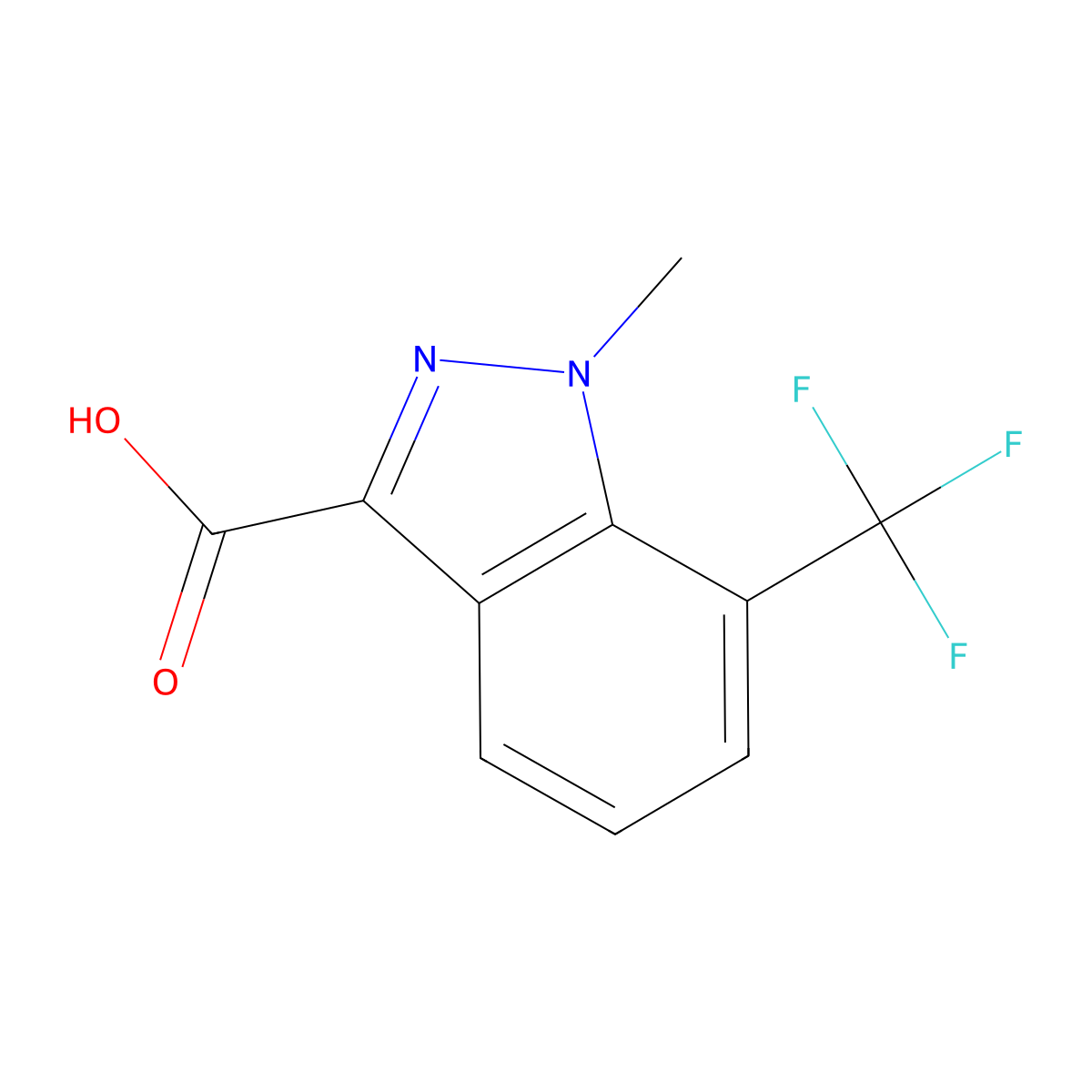 1-Methyl-7-(trifluoromethyl)-1H-indazole-3-carboxylic acid molecular structure, CAS 1956318-35-6