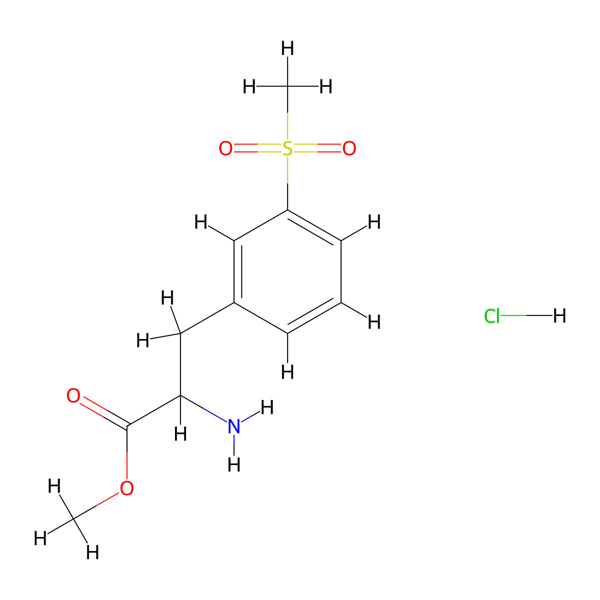 Methyl 2-amino-3-(3-(methylsulfonyl)phenyl)propanoate hydrochloride molecular structure, CAS 1956318-47-0