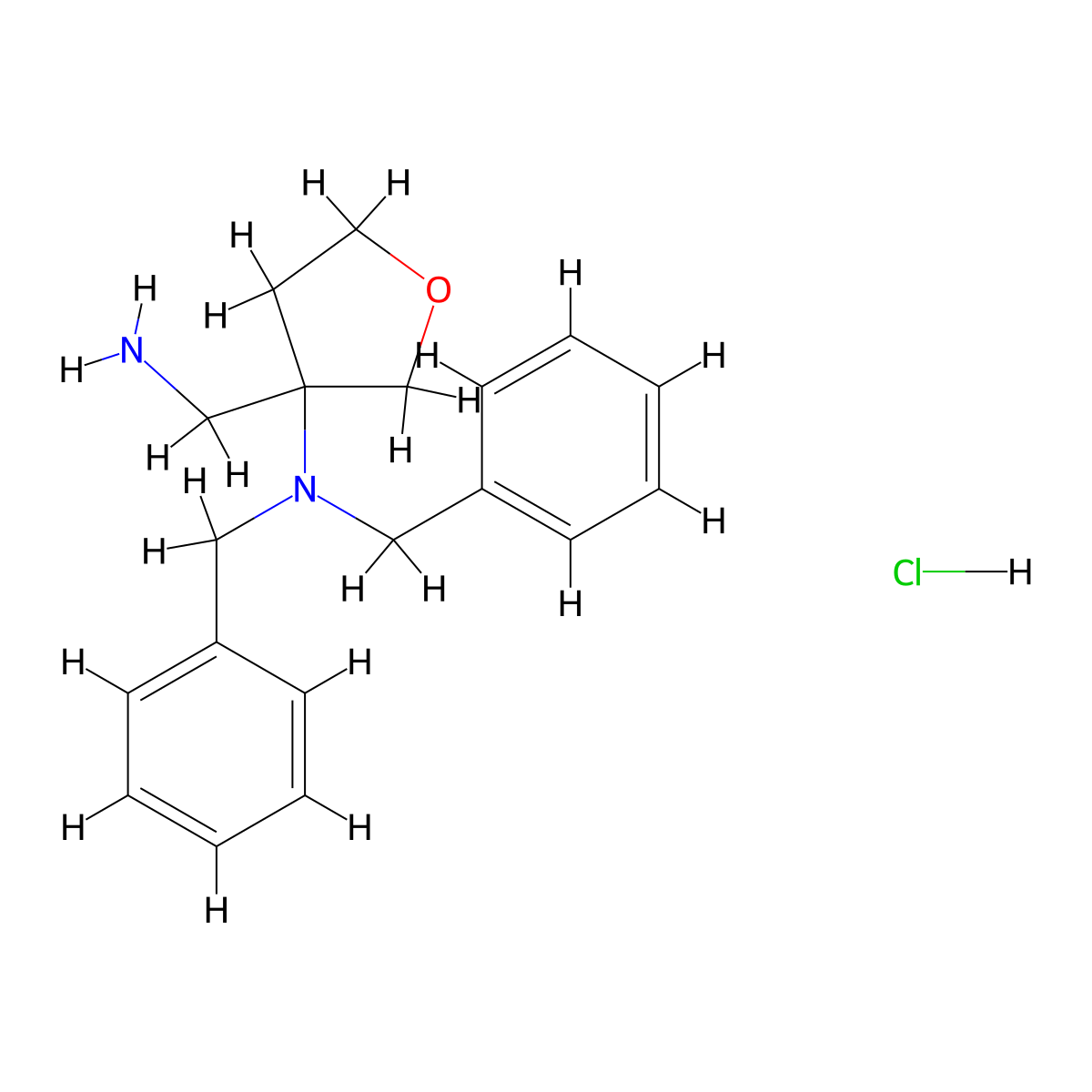 3-(Aminomethyl)-N,N-dibenzyltetrahydrofuran-3-amine hydrochloride molecular structure, CAS 1956318-57-2