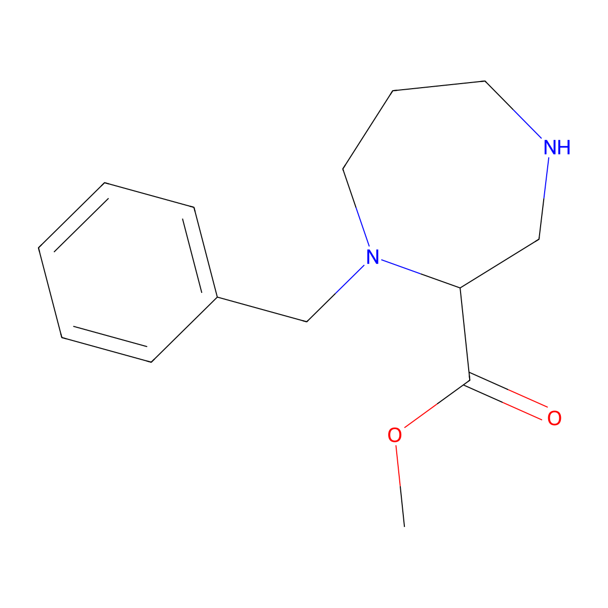 Methyl 1-benzyl-1,4-diazepane-2-carboxylate molecular structure, CAS 1956318-61-8