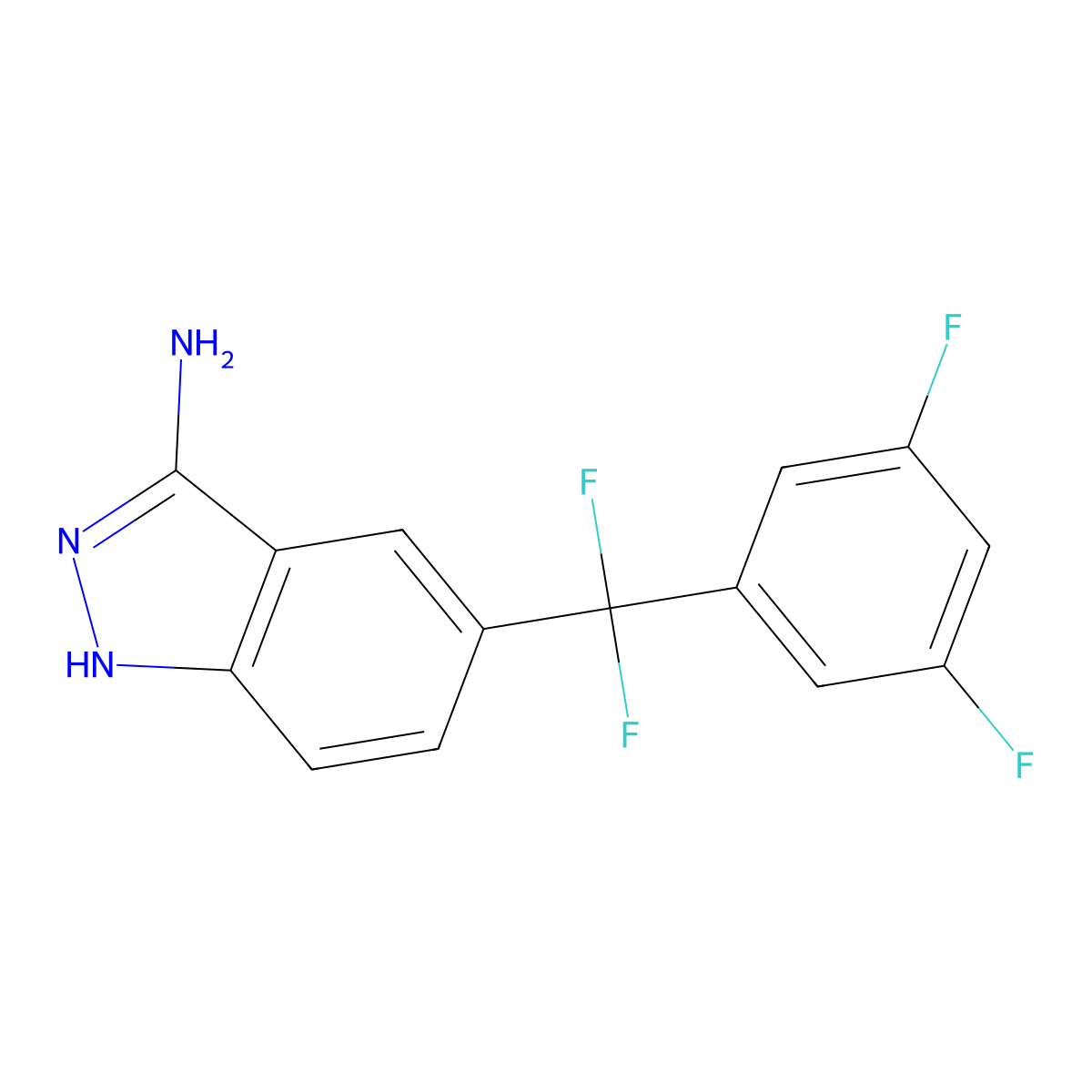 5-((3,5-Difluorophenyl)difluoromethyl)-1H-indazol-3-amine molecular structure, CAS 1956318-62-9