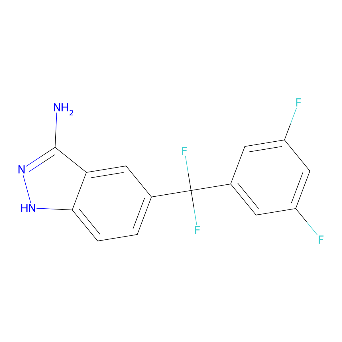 5-((3,5-Difluorophenyl)difluoromethyl)-1H-indazol-3-amine molecular structure, CAS 1956318-62-9