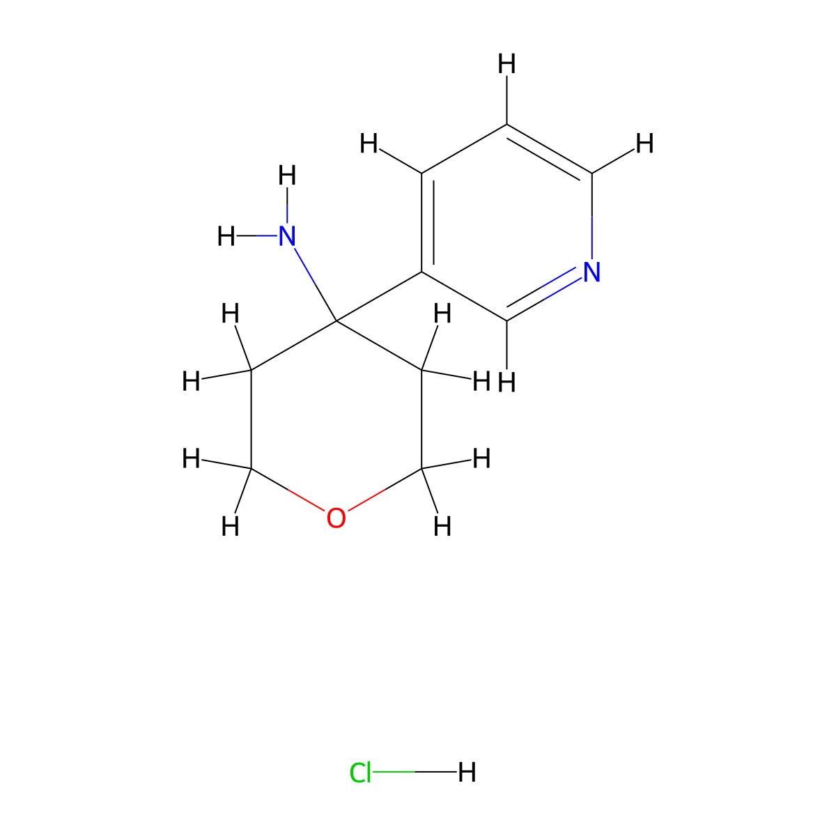 4-(Pyridin-3-yl)tetrahydro-2H-pyran-4-amine hydrochloride molecular structure, CAS 1956318-70-9