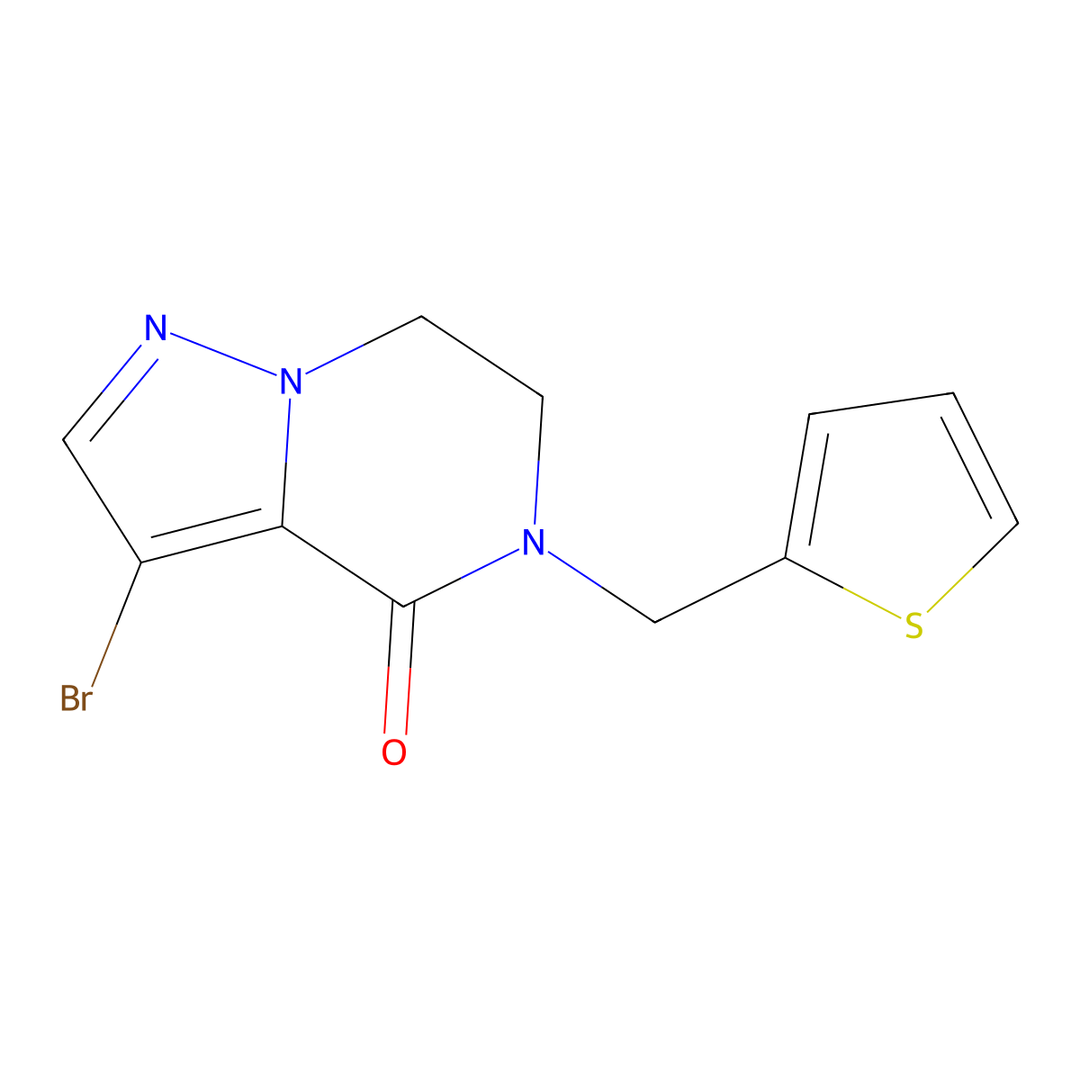 3-Bromo-5-(thiophen-2-ylmethyl)-6,7-dihydropyrazolo[1,5-a]pyrazin-4(5H)-one molecular structure, CAS 1956319-08-6