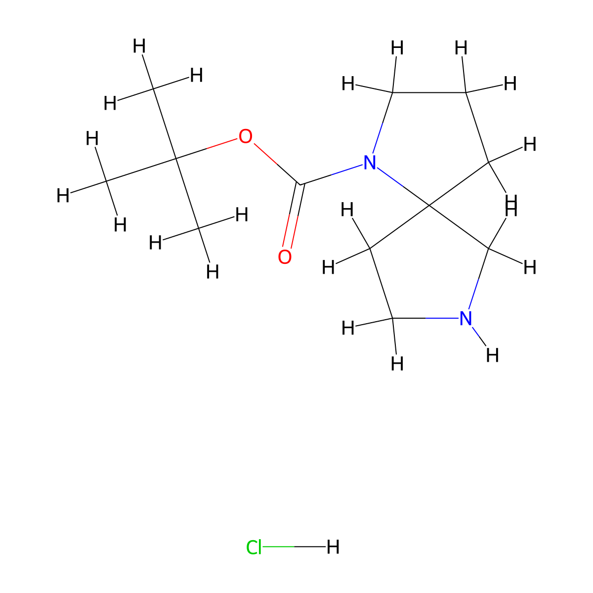 tert-Butyl 1,7-diazaspiro[4.4]nonane-1-carboxylate hydrochloride molecular structure, CAS 1956319-14-4