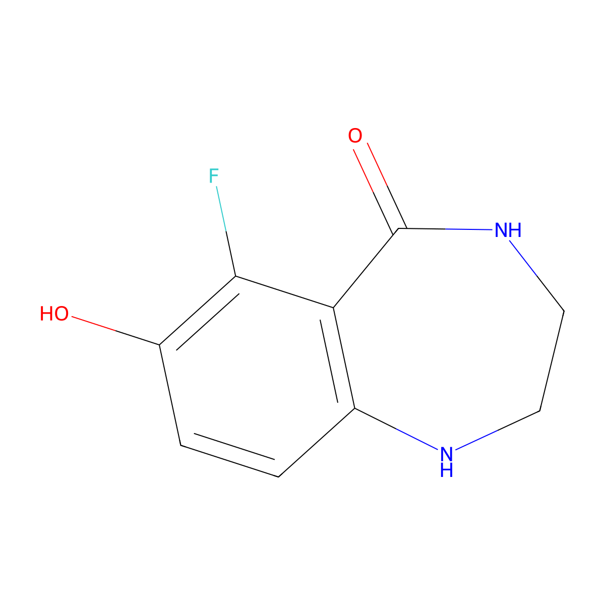 6-Fluoro-7-hydroxy-3,4-dihydro-1H-benzo[e][1,4]diazepin-5(2H)-one molecular structure, CAS 1956319-16-6