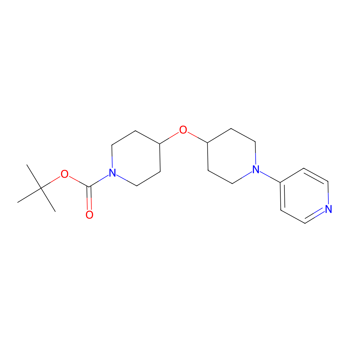 tert-Butyl 4-((1-(pyridin-4-yl)piperidin-4-yl)oxy)piperidine-1-carboxylate molecular structure, CAS 1956319-17-7
