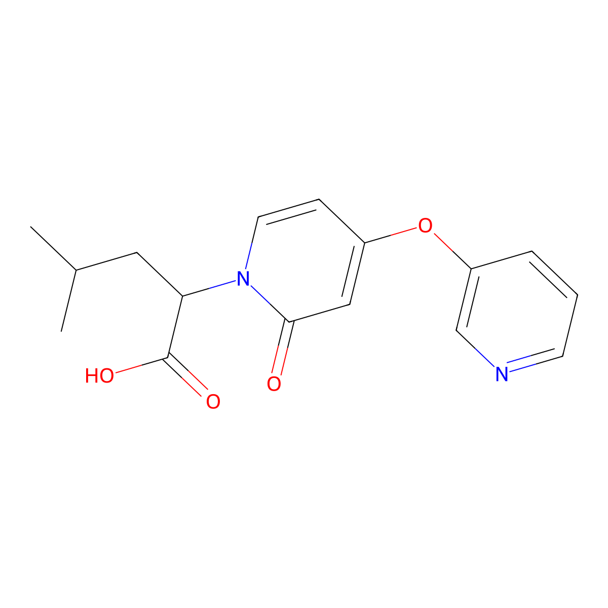 4-Methyl-2-(2-oxo-4-(pyridin-3-yloxy)pyridin-1(2H)-yl)pentanoic acid molecular structure, CAS 1956319-48-4