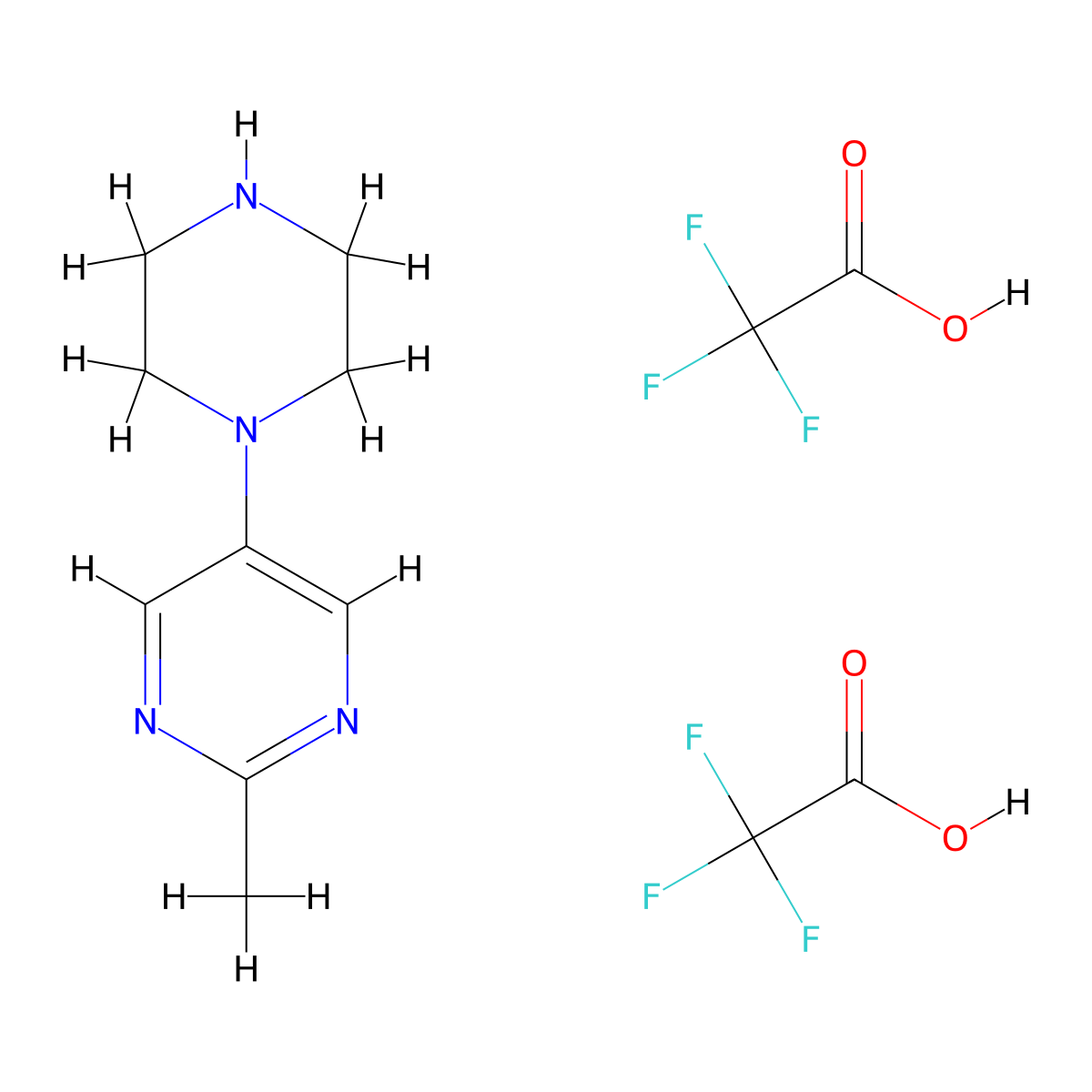 2-Methyl-5-(piperazin-1-yl)pyrimidine bis(2,2,2-trifluoroacetate) molecular structure, CAS 1956319-90-6
