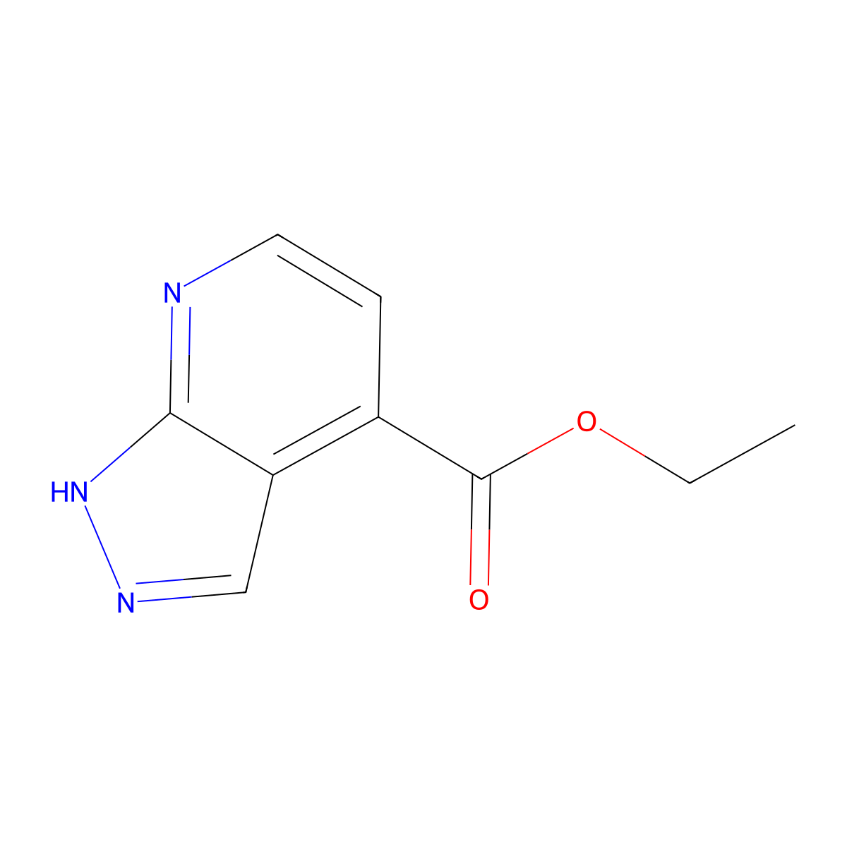Ethyl 1H-pyrazolo[3,4-b]pyridine-4-carboxylate molecular structure, CAS 1956321-24-6