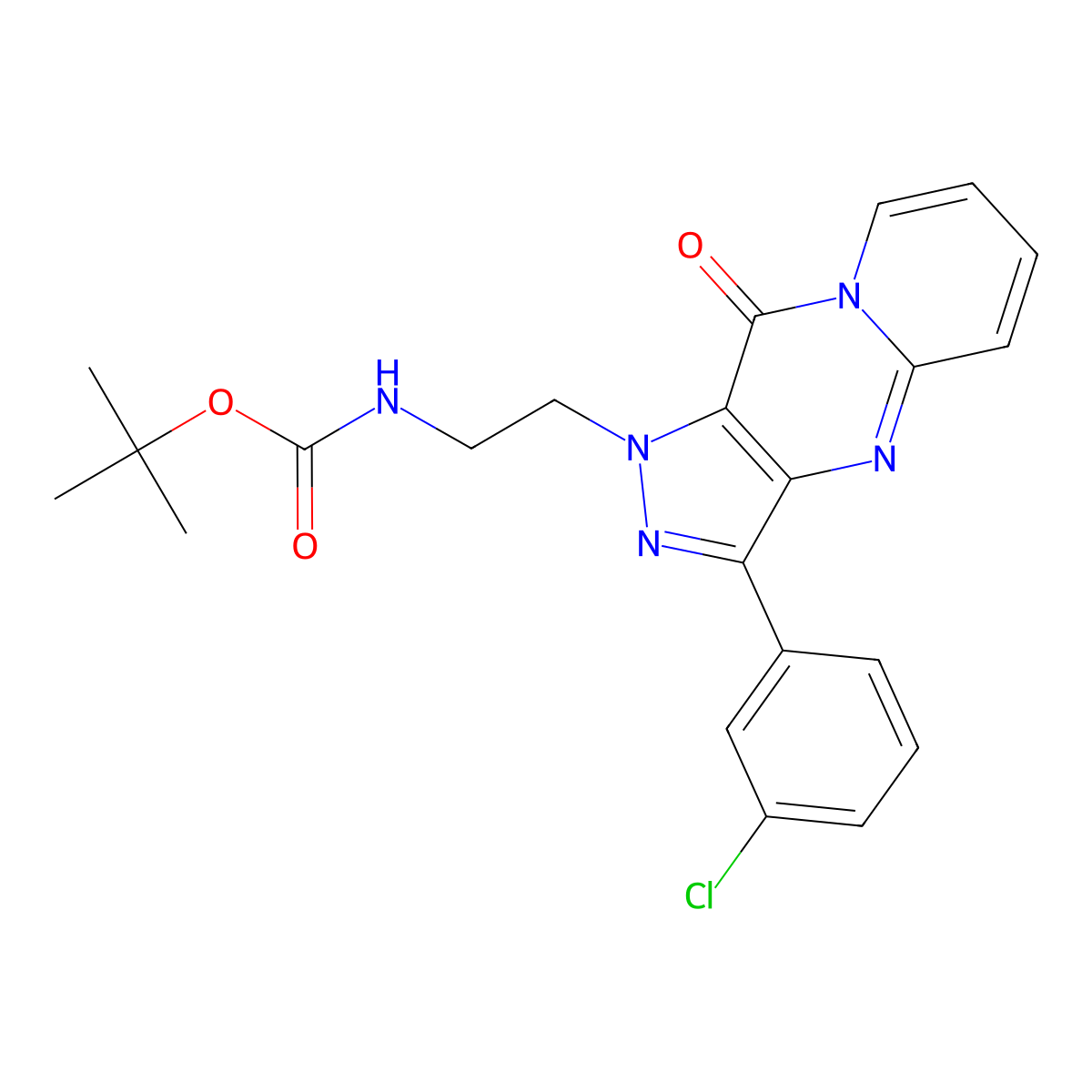 tert-Butyl (2-(3-(3-chlorophenyl)-10-oxopyrazolo[4,3-d]pyrido[1,2-a]pyrimidin-1(10H)-yl)ethyl)carbamate molecular structure, CAS 1956321-40-6