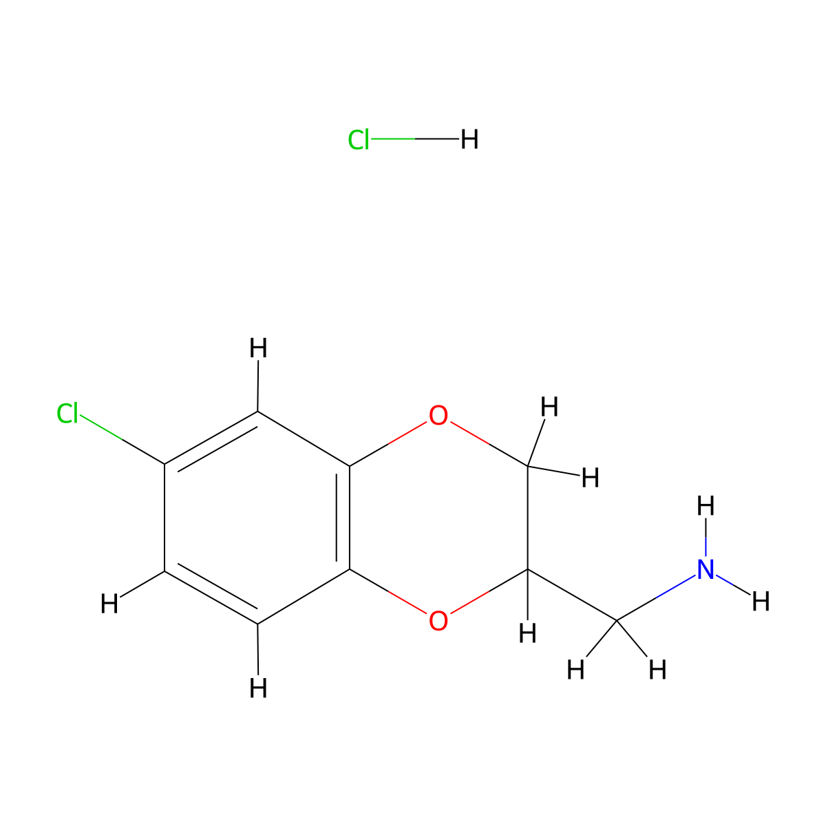 (6-Chloro-2,3-dihydrobenzo[b][1,4]dioxin-2-yl)methanamine hydrochloride molecular structure, CAS 1956321-47-3
