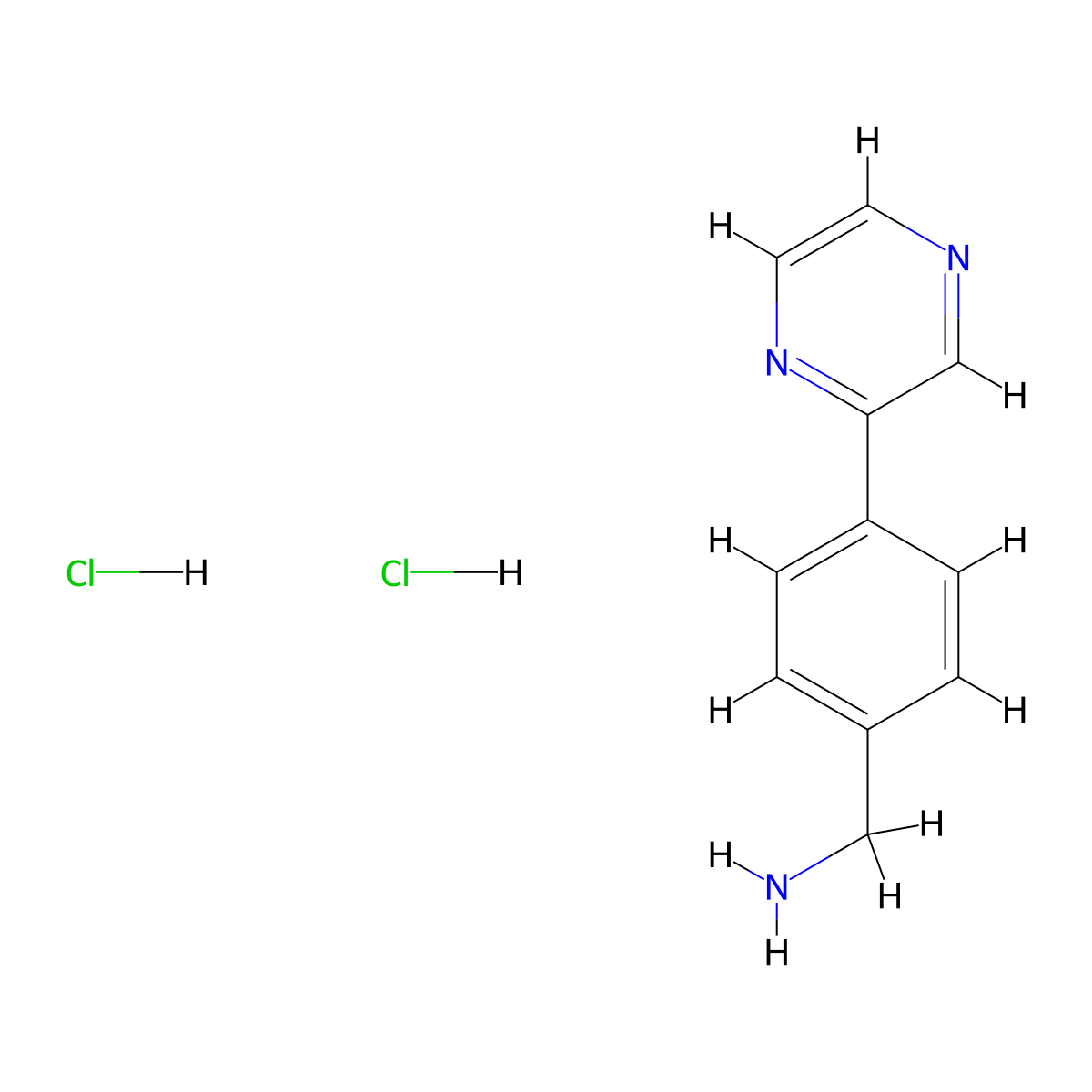 1-[4-(Pyrazin-2-yl)phenyl]methanamine dihydrochloride molecular structure, CAS 1956321-78-0